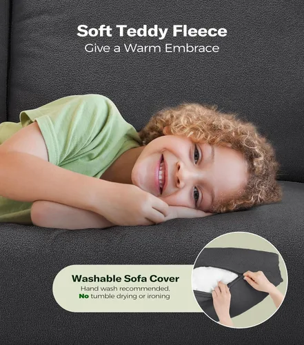 Miniatura 3 de Welzona Sofá de dos plazas, sofá de 51", cómodo sofá pequeño de peluche para espacios pequeños, sofá de montaje sin herramientas para dormitorio