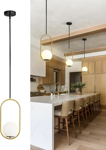 Miniatura 17 de Yunnix Lámparas colgantes para isla de cocina, lámparas colgantes, moderna lámpara colgante de cristal de bronce champán, lámpara de mediados