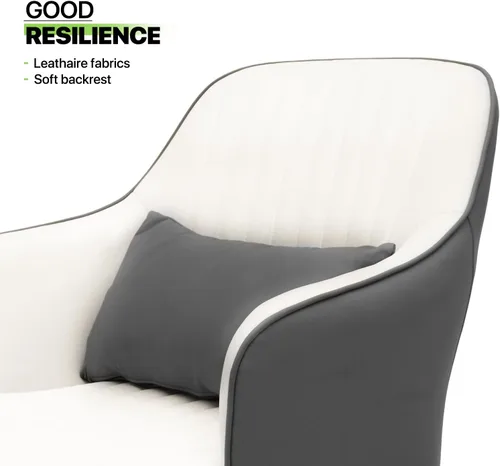 Miniatura 4 de Magshion Silla decorativa moderna con almohada lumbar, sillón tapizado de cuero, sillón individual ergonómico para sala de estar, dormitorio