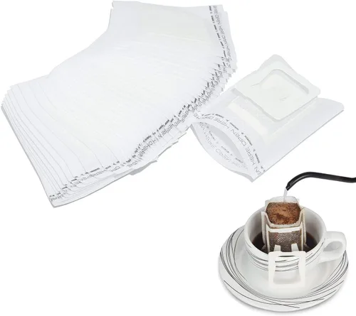 Bolsa de papel de filtro de café portátil, 100 unidades, bolsa de café colgante para goteo, perfecta para viajes, camping, hogar, oficina