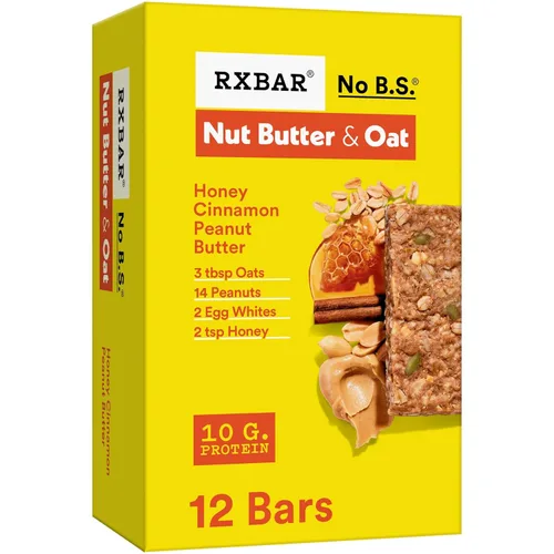 Miniatura 10 de Barras de proteína RXBAR con mantequilla de nuez y avena, snacks de proteínas, mantequilla de maní con miel y canela (6 cajas, 30 barras)