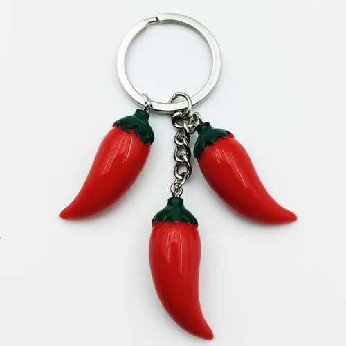 Miniatura 5 de Llavero de chile rojo con colgante de vegetales, llavero de pimienta