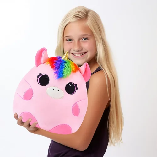 Miniatura 4 de Almohada grande de peluche de unicornio, tamaño grande, lindo y suave de 13 pulgadas de grasa Kawaii para abrazar, regalo para niños (unicornio)