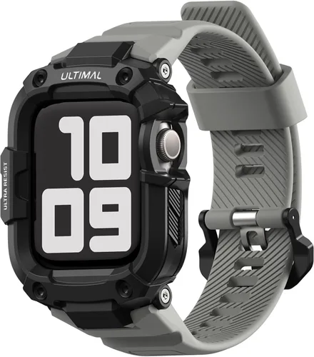 Miniatura 16 de ULTIMAL - Correa resistente con estuche para Apple Watch Ultra 3/2/1 (49 mm) y SE 3/2/1 y Series 11 10 9 8 7 6 5 4 (46 mm/45 mm/44 mm), correa Negro