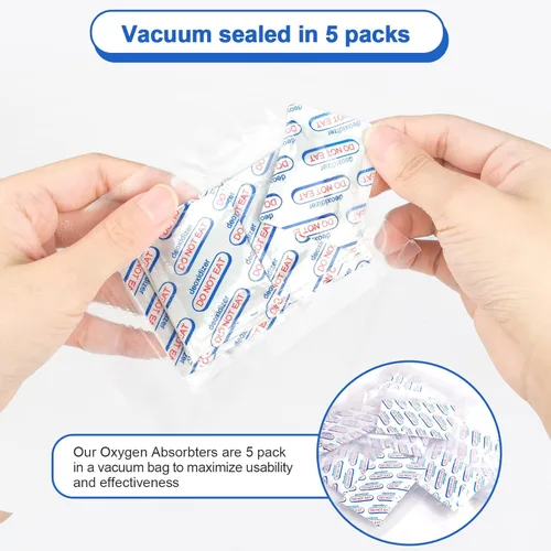Miniatura 2 de Absorbentes de oxígeno de 500 cc para almacenamiento de alimentos, 100 unidades (20 paquetes de 5) - para almacenamiento y supervivencia