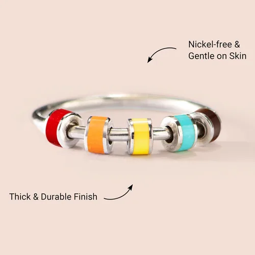 Miniatura 3 de STORYJEWELLERY Fidget Ring, Anxiety Rings for Women, Spinner Ring, Silent Spinning Stress Rings, Fidget Jewelry, Womens Gifts Anillo Fidget