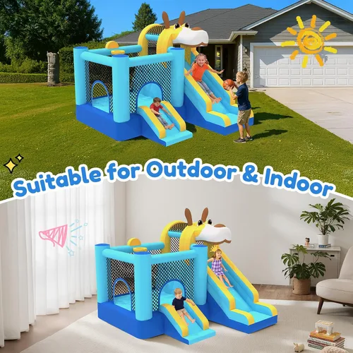 Miniatura 5 de MUKDIY - Casa inflable para niños con doble tobogán, castillo de salto de 9.5 pies x 9.5 pies para niños, incluye soplador de 450 W, castillo