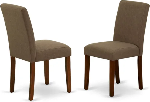 Miniatura 4 de East West Furniture HLAB5-MAH-18 - Juego de mesa y sillas de cocina de 5 piezas, incluye una mesa de comedor redonda con pedestal y 4 sillas