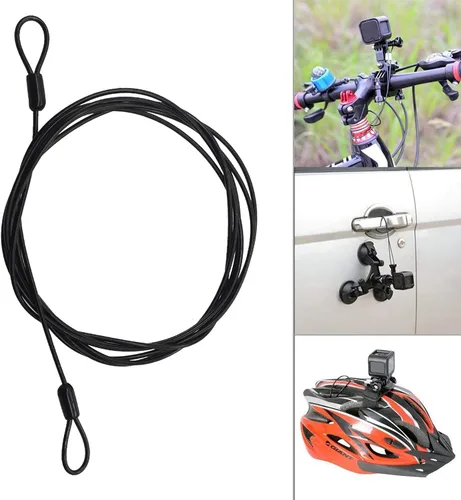 Miniatura 4 de GOMRQING Cerradura de cable de seguridad para viajes al aire libre, 0.118 in, 78.7 in, 6.6 pies de largo, cable de seguridad trenzado recubierto