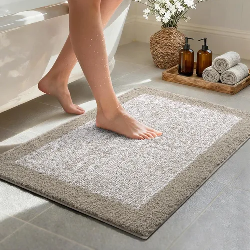 Miniatura 56 de Alfombras de baño de 17 x 24 pulgadas, antideslizantes, lavables, color gris, para bañera, tapete de baño para baño, tapete suave y absorbente