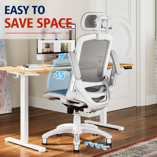 Miniatura 5 de GABRYLLY Silla de oficina ergonómica, silla de escritorio para casa de respaldo alto con reposacabezas, brazos abatibles, bloqueo de inclinación
