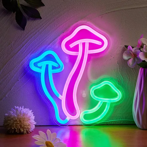 Miniatura 7 de Letrero de neón LED con forma de hongo de neón, luz nocturna alimentada por USB, arte de pared 3D y sala de juegos, dormitorio, sala de estar, rojo