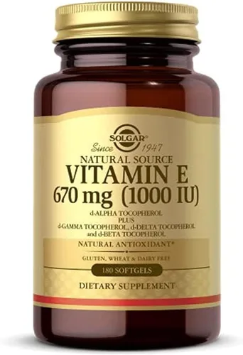 Miniatura 8 de Solgar, Vitamina E, 1.000 IU de D-Alfa-Tocoferol Mixto y Cápsulas Blandas de Tocoferol Mixtas, 100 Unidades, E3561, 1, 1