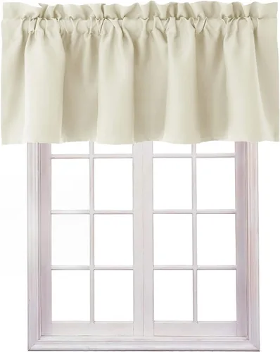 Miniatura 16 de Hiasan - Cortinas de cenefa negras con bolsillo para barra, cortinas opacas para ventanas de cocina, 52 x 18 pulgadas de largo, 1 panel Negro