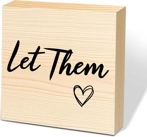 Miniatura 26 de Letrero de caja de madera Let Them de 5 x 5 pulgadas, letrero de escritorio estilo granja Boss Lady decoración de cubículo de oficina, accesorios