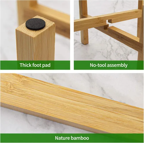 Miniatura 3 de DAORFAA Soporte de bambú para plantas, soporte para macetas, maceta de hasta 8 pulgadas, natural, moderno de mediados de siglo (maceta no incluida)