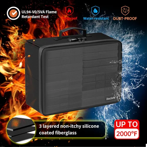 Miniatura 3 de DocSafe - Caja de almacenamiento de fotos con cerradura, caja organizadora de fotos ignífuga con 16 fundas interiores de 4 x 6 pulgadas Transparente