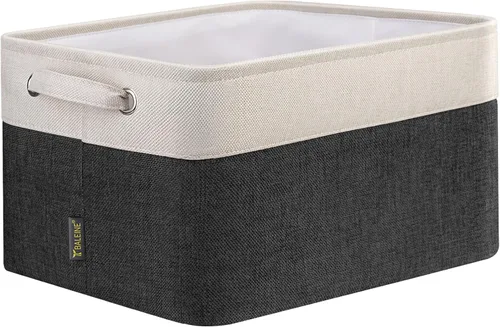 Miniatura 50 de BALEINE 1 paquete de contenedores de almacenamiento de tela para estantes, cestas de almacenamiento de lino para organizar, contenedores decorativos