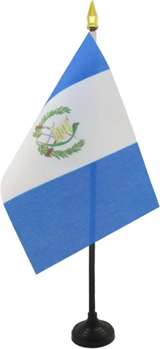 Miniatura 27 de Venezuela Old 7 estrellas con brazos Bandera de mesa 4'' x 6'' - Antigua bandera venezolana de escritorio 5.9 x 3.9 in - tapa de lanza dorada - AZ