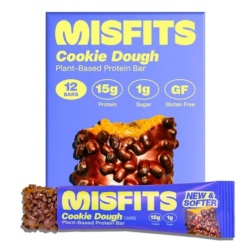 Miniatura 15 de Misfits - Paquete de variedad de barras de proteína Barras nutricionales - 14-15 g de proteína, 1 g de azúcar, a base de plantas, bajas