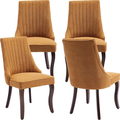 Miniatura 31 de Juego de 2 sillas de comedor modernas de mediados de siglo, tapizadas de tela beige, sillas de cocina y comedor, sillas de cocina con patas