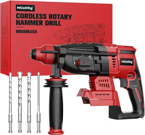 Miniatura 10 de MtiolHig taladro de martillo giratorio de 7/8" compatible con batería Makita de 18V: taladro inalámbrico SDS-Plus con embrague de seguridad