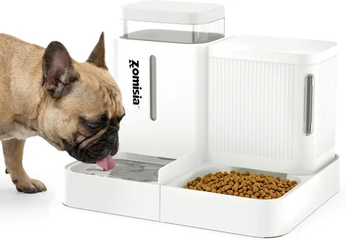 Miniatura 10 de ZOMISIA Alimentador de gravedad para gatos y dispensador de agua, alimentador automático 2 en 1 para gatos con rotación de 180 grados, 2