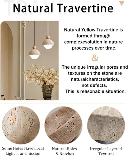 Miniatura 7 de Lámpara colgante con enchufe Wabi Sabi estilo japonés retro vintage esférico piedra natural amarillo travertino lámpara colgante enchufe