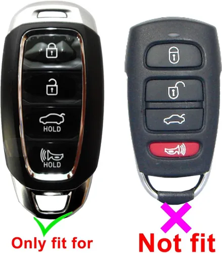 Miniatura 2 de 2 piezas Coolbestda Funda protectora de goma para llavero de 4 botones para Hyundai Kona Santa Fe Elantra GT Veloster Accent Venue 2019 2020 2021