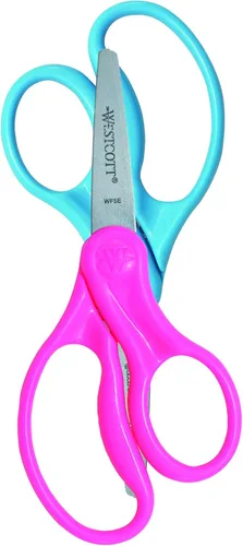 Miniatura 16 de Westcott Tijeras para niños de mango duro de 5 pulgadas, romas, colores surtidos, paquete de 2