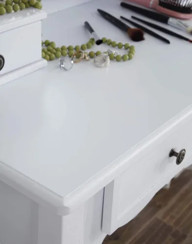 Miniatura 3 de Roundhill Furniture, Sanlo - Juego de tocador y banco de madera, blanco