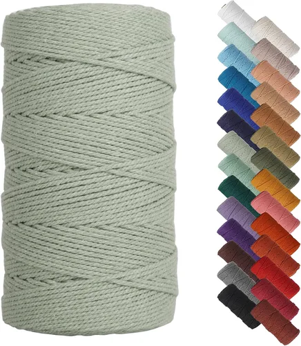 Miniatura 40 de Cordón de macramé de 1/64 pulgadas (0.157 in) de color rosa claro, hilo de algodón natural para tejer a mano a mano, 4 hebras para colgar