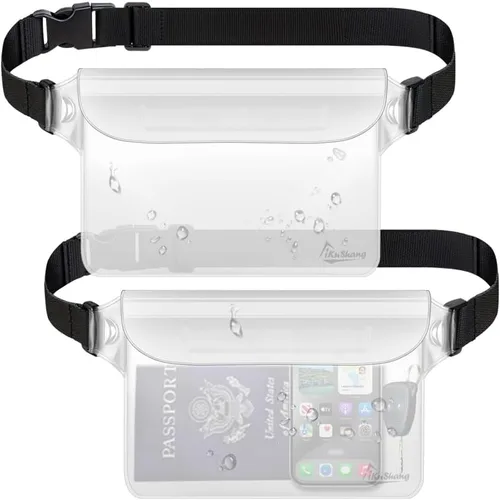 Miniatura 7 de Riñonera impermeable para teléfono – Bolsa seca sumergible de 32 pies con triple cierre de cremallera, cartera de pasaporte con pantalla táctil