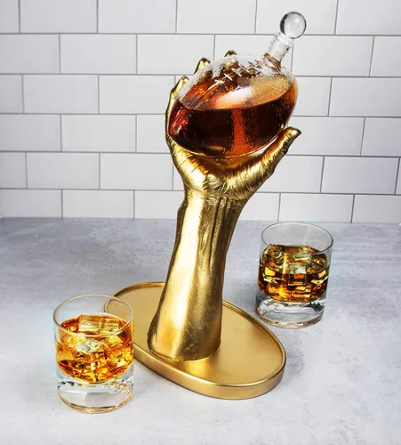 Miniatura 8 de Regalos de fútbol para hombres, papá, decantador de whisky con mano realista de mariscal de campo + 2 vasos, juego y gafas, ideas de regalo