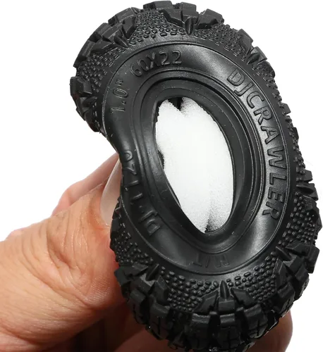 Miniatura 6 de DJCRAWLER Neumáticos Blandos Adhesivos de 1.0 Pulgadas 60 * 22mm para SCX24 TRX-4M 1/18 1/24 Actualizaciones de Ruedas, Neumáticos de Goma MT