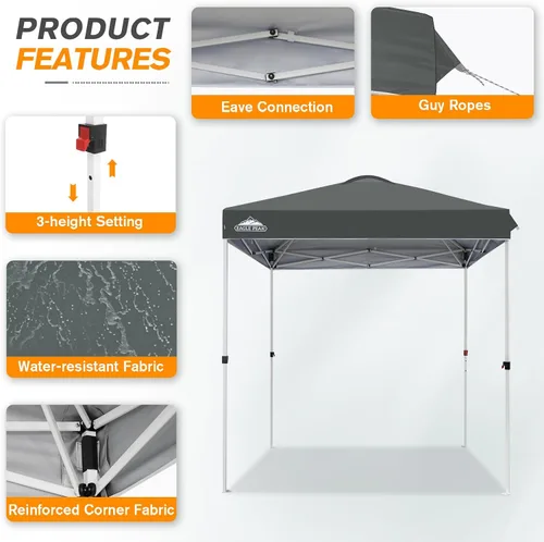 Miniatura 340 de EAGLE PEAK Tienda de campaña desplegable con bolsa de transporte con ruedas, 8 estacas, 4 cuerdas, 4 bolsas de peso, toldo de tienda de campaña