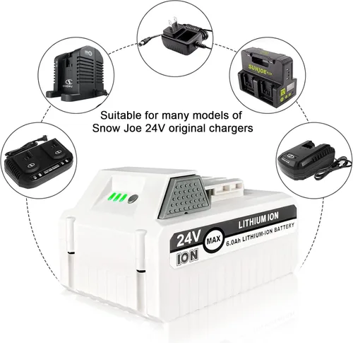 Miniatura 6 de 6.0Ah 24V Batería de repuesto de iones de litio para Snow Joe + Sun Joe iON+ 24V Series Herramientas eléctricas inalámbricas, Compatible con Snow