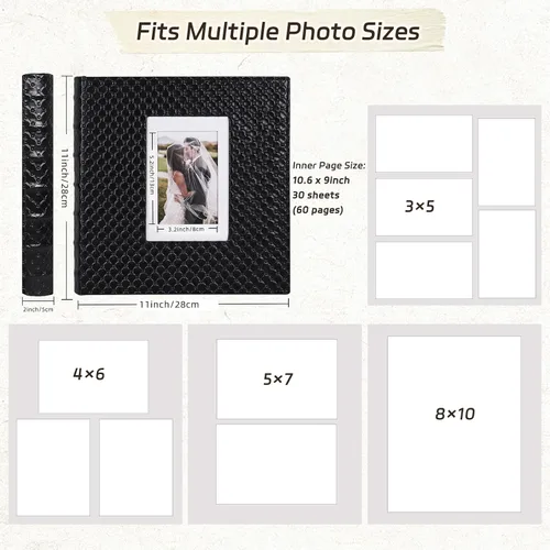 Miniatura 3 de RECUTMS - Álbum de fotos autoadhesivo, cubierta de piel sintética grande, álbum de recortes de bricolaje