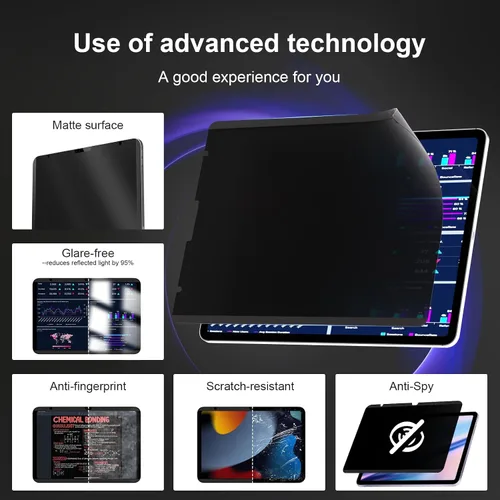 Miniatura 3 de IPROKKO Protector de pantalla magnético de privacidad compatible con iPad de 9ª, 8ª, 7ª generación de 10.2 pulgadas (2021/2020/2019) y iPad Air 3th