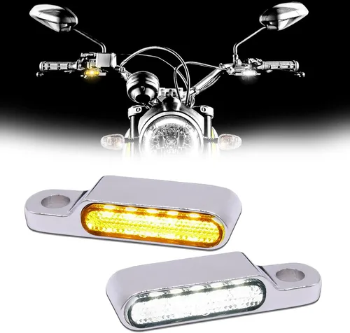 Miniatura 8 de DREAMIZER Manillar universal para motocicleta LED señal de giro con flujo de agua, mini intermitentes frontales, luz de marcha compatible con Harley