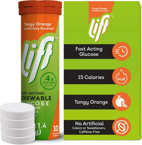 Miniatura 2 de Lift Comprimidos energéticos masticables de glucosa de acción rápida Naranja Tubo de 10 quilates (paquete de 12)