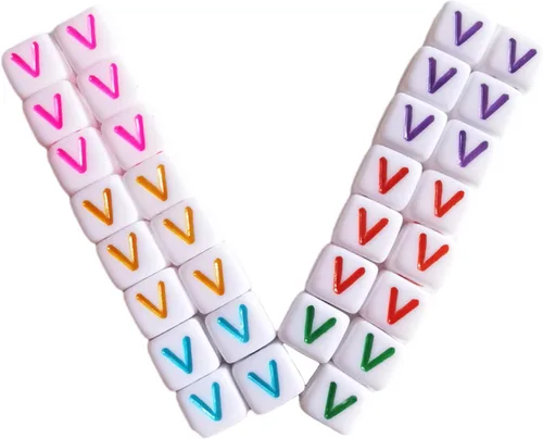 Miniatura 9 de Xeahung 200 cuentas de letras acrílicas cuadradas multicolor para hacer joyas, llaveros de bricolaje, collares, pulseras, decoraciones