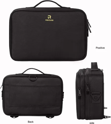 Miniatura 8 de Relavel - Estuche de maquillaje de viaje en tren de 13.8 pulgadas, estuche de cosméticos grande profesional, portátil, organizador y almacenamiento