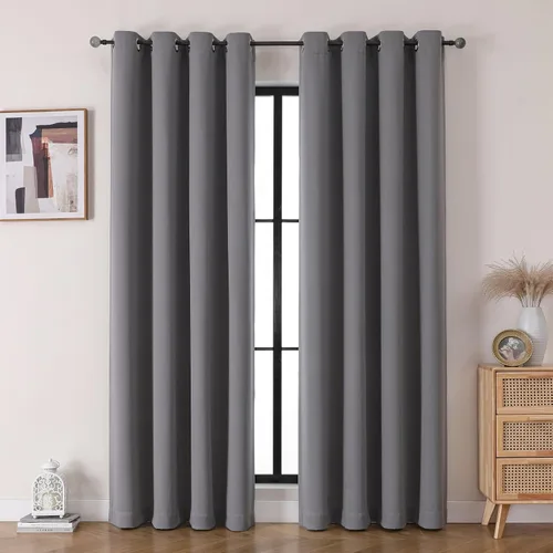 Miniatura 10 de Flyfun - Cortinas opacas con ojales para dormitorio y sala de estar, juego de 2 paneles, con aislamiento térmico, cortinas de oscurecimiento