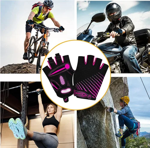 Miniatura 5 de MOREOK Guantes de ciclismo para hombresmujeres-almohadilla de gel de 0.197 in guantes de ciclismo de medio dedo bicicleta de carretera MTB guantes