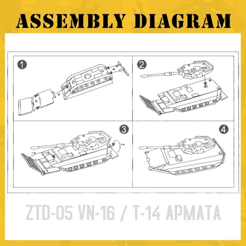 Miniatura 6 de ViiKONDO Kit de modelo de tanque de juguete a escala 1/144 Vehículo militar ruso T-14 Armata vs China ZTD-05 Asamblea del ejército Juego de guerra