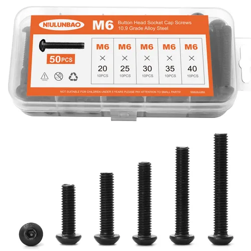 Miniatura 9 de Tornillos de cabeza de botón M8 x 0.394 in 0.472 in 0.630 in 0.787 in 0.984 in Tornillos de cabeza de botón Tornillos de acero de aleación de grado