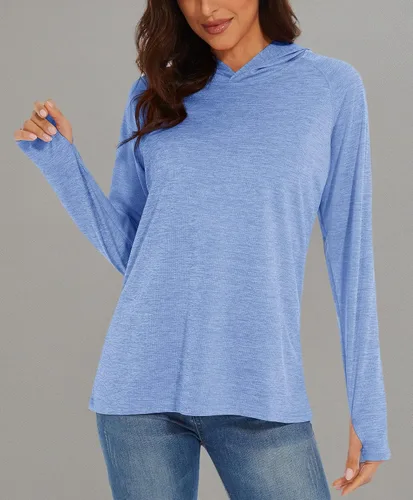 Miniatura 8 de MAGCOMSEN Camiseta de manga larga con protección solar UPF 50+ para mujer, de secado rápido, ligera, para senderismo y atletismo