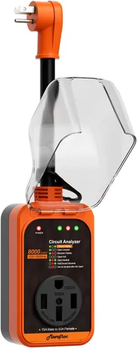 Marsflex Protector de sobretensiones para RV, analizador de circuito de 15 amperios a 50 amperios, protección contra sobretensiones de 8000 julios