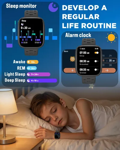 Miniatura 4 de Reloj para niños BIGGERFIVE sin necesidad de teléfono, reloj inteligente de fitness de 1.8" Amoled con podómetro, frecuencia cardíaca, rastreador